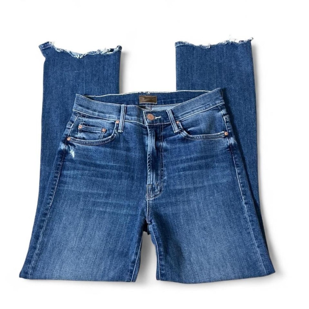 Mother The Insider Crop Step Chew‎ Jeans Dancing On Coals Blue 1417-104 Size 26
